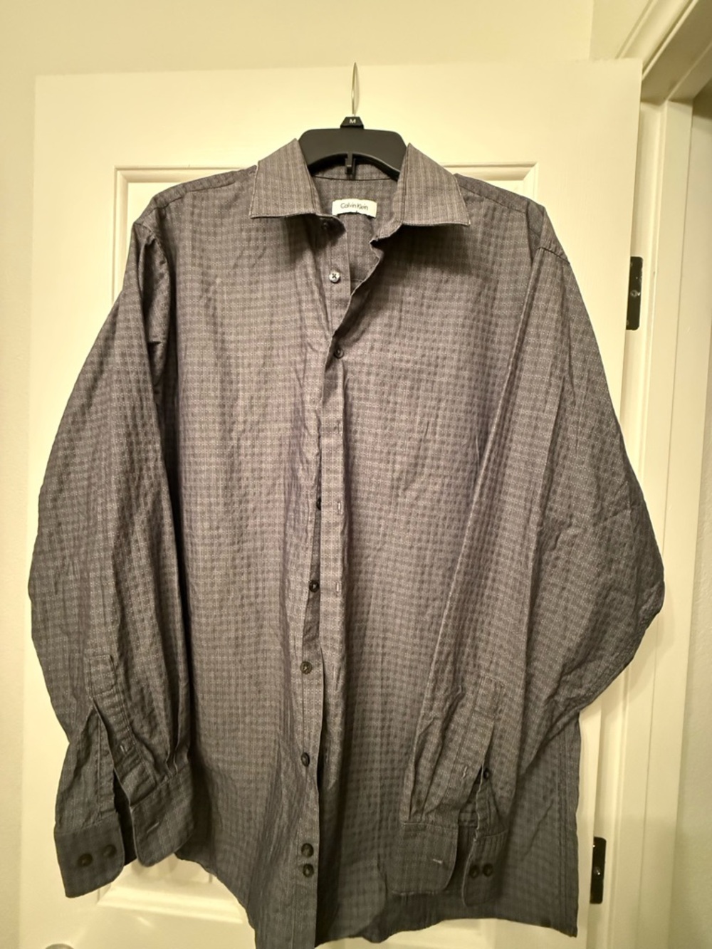 Calvin Klein Men's Charcoal Micro-Check Dress Shirt